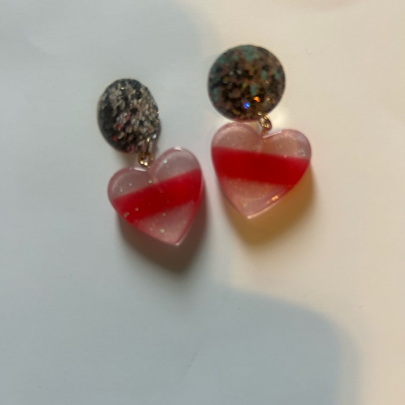 Jewelry - Heart-Shaped Red and Pink Earrings